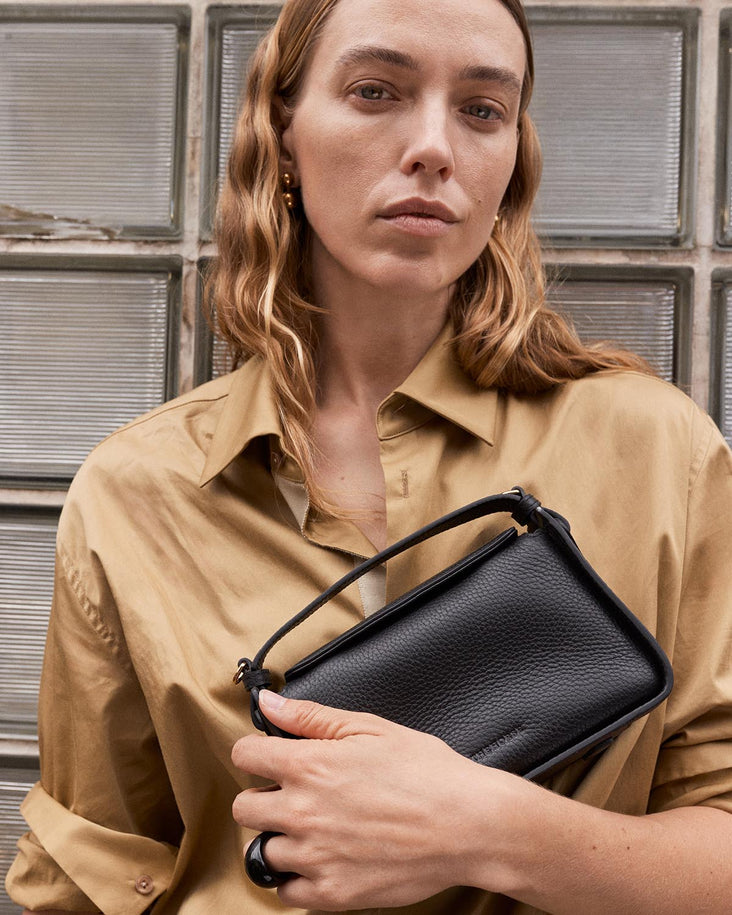 Mini Clementine Bag: Black with Gold