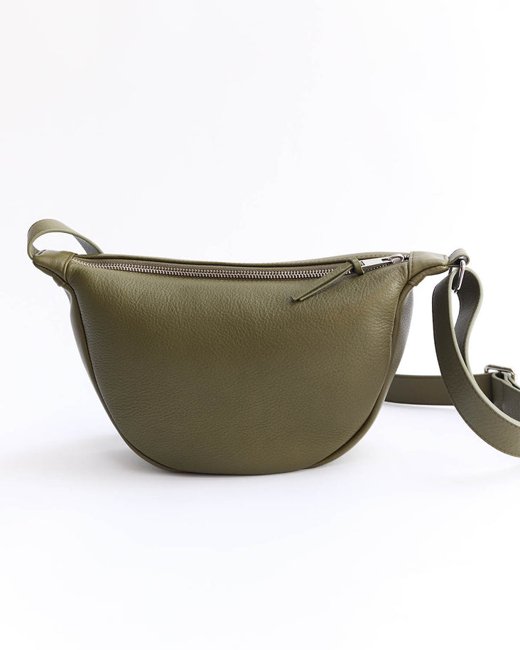 The Leather Sporty Crossbody: Olive