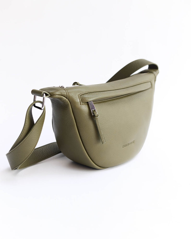 The Leather Sporty Crossbody: Olive