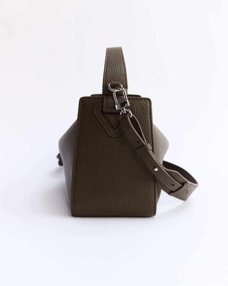 Clementine Bag: Khaki Green Pebbled Leather