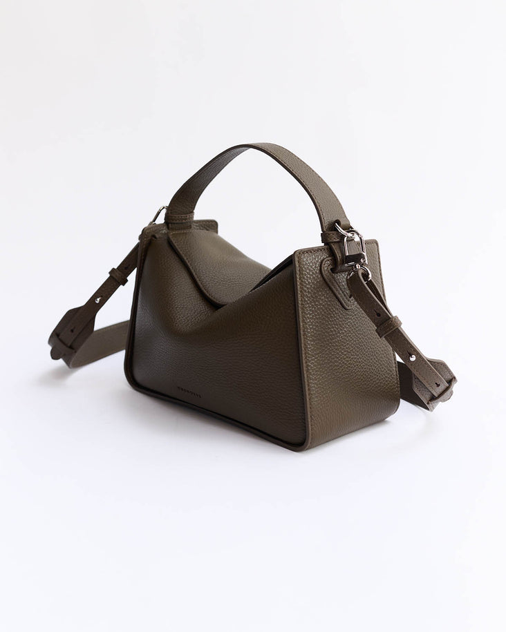 Clementine Bag: Khaki Green Pebbled Leather