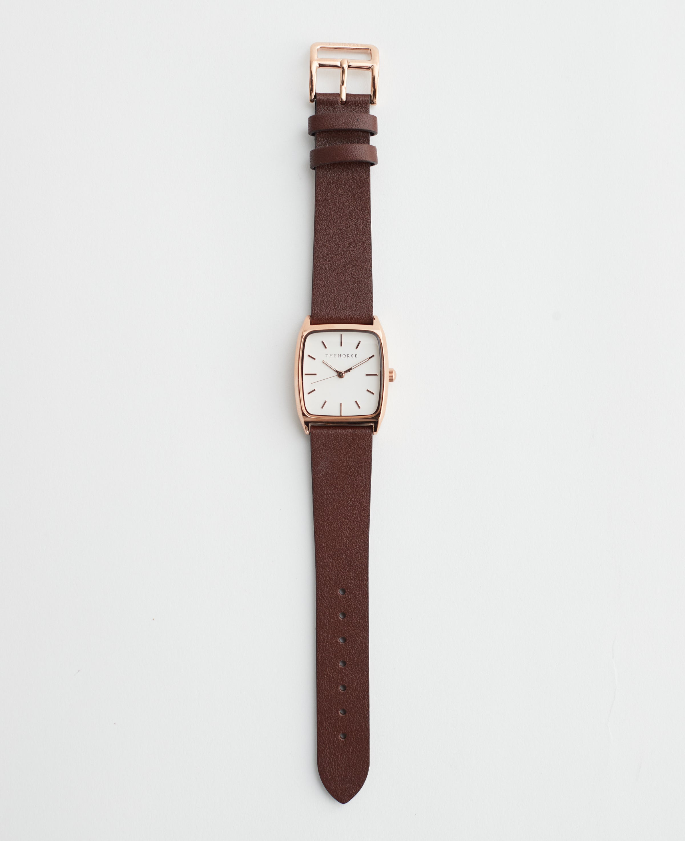 The Dress Watch: Rose Gold Case / White Dial / Coffee Leather Strap by The Horse®