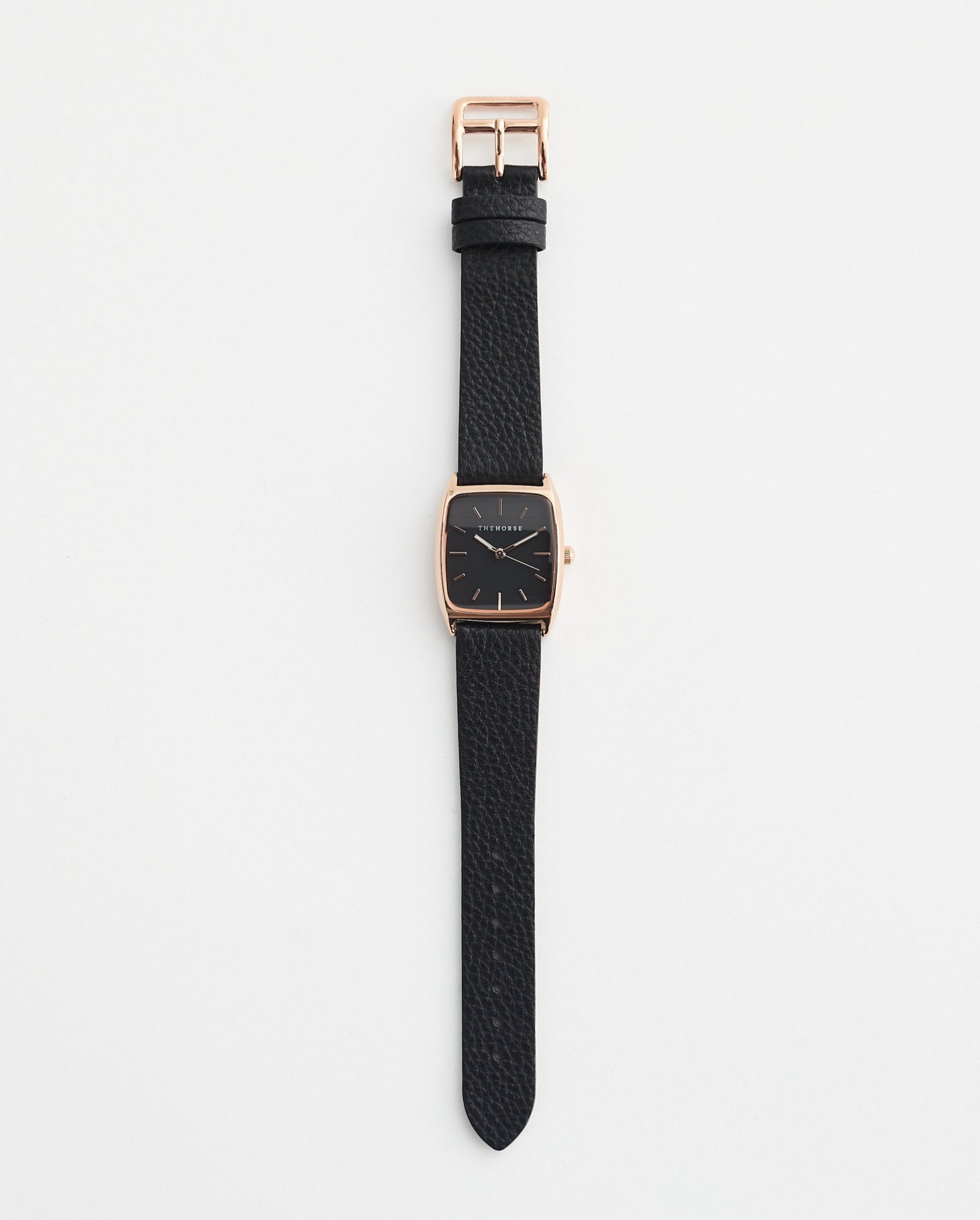 The Dress Watch: Rose Gold Case / Black Dial / Black Leather Strap by The Horse®