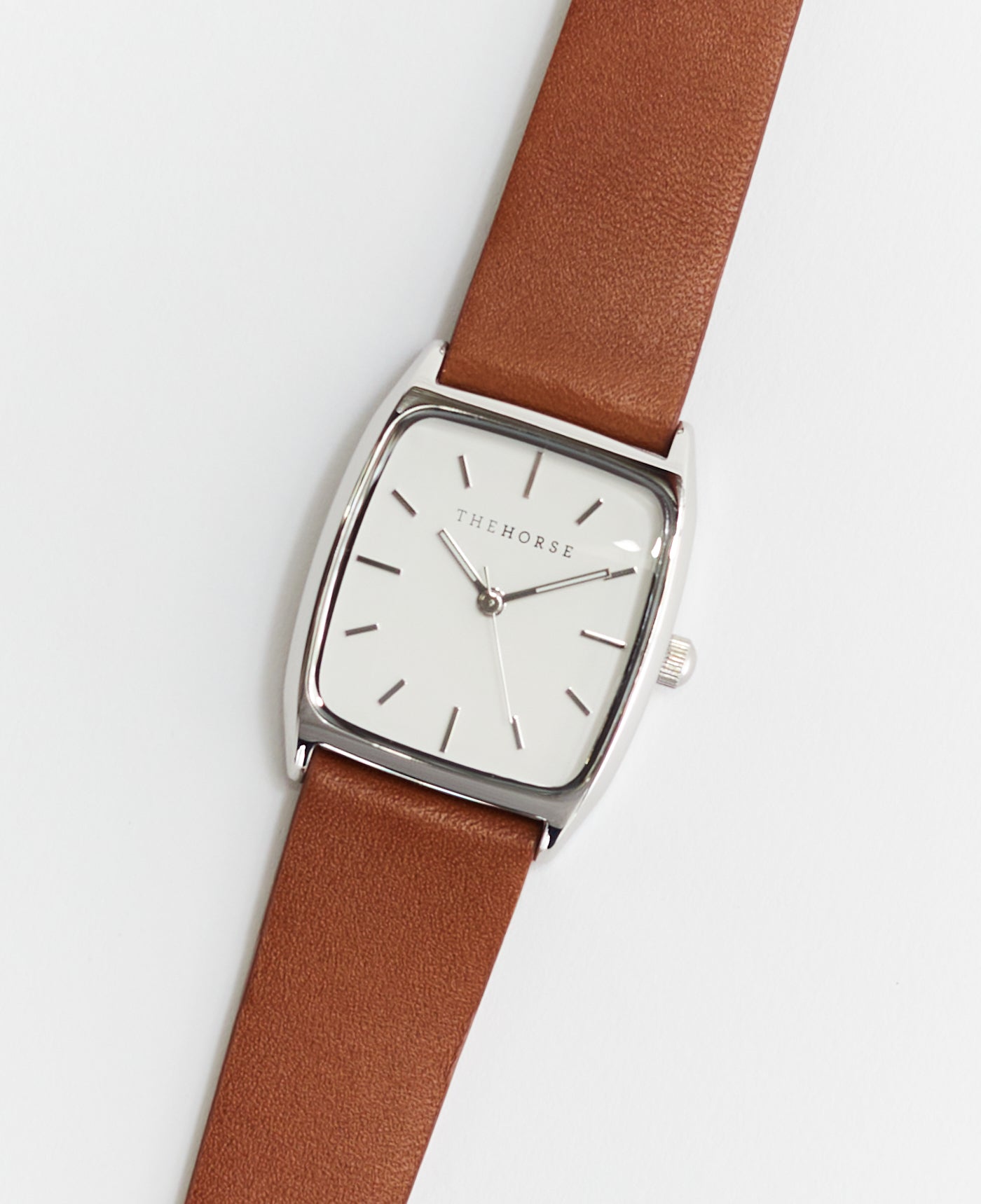 The Dress Watch: Polished Silver / White Dial / Tan Leather