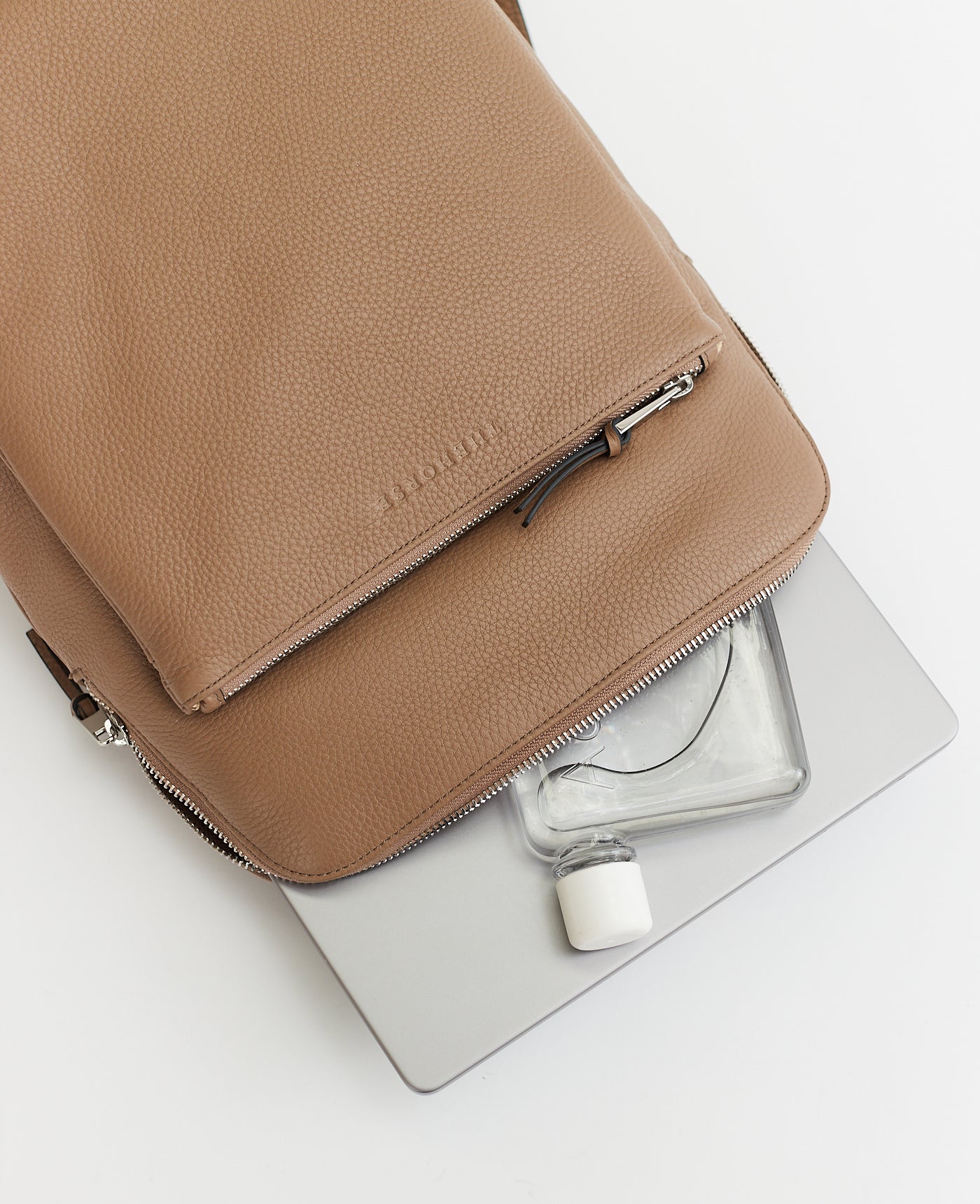 Backpack: Taupe Pebbled Leather