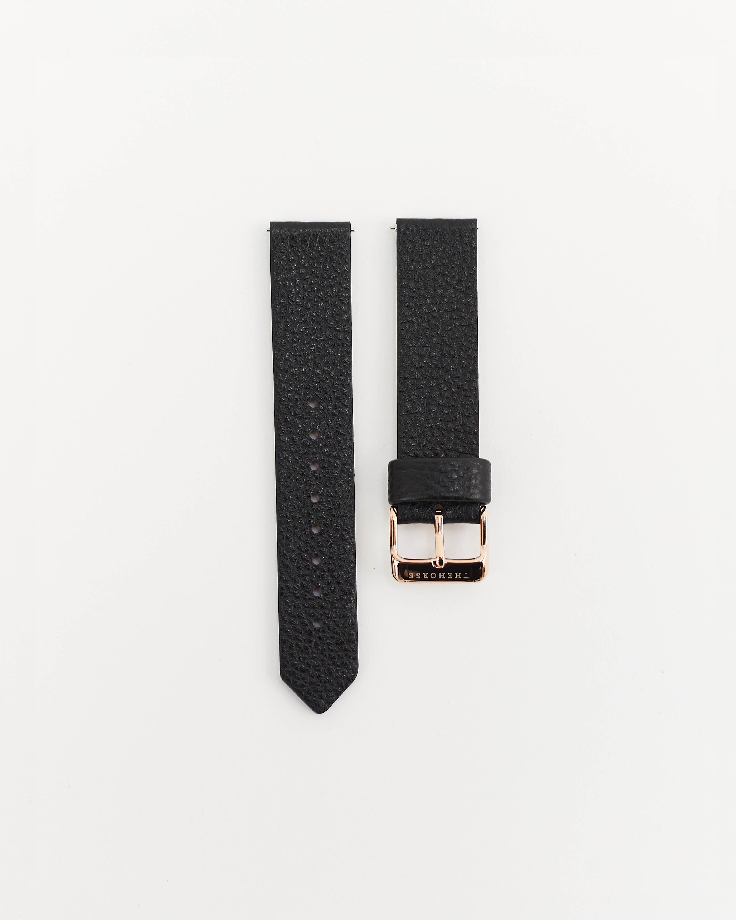 The 18mm Mini Original Strap: Black Leather / Rose Gold