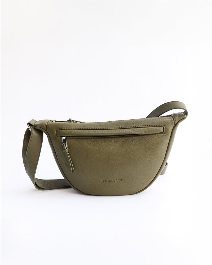 The Leather Sporty Crossbody: Olive