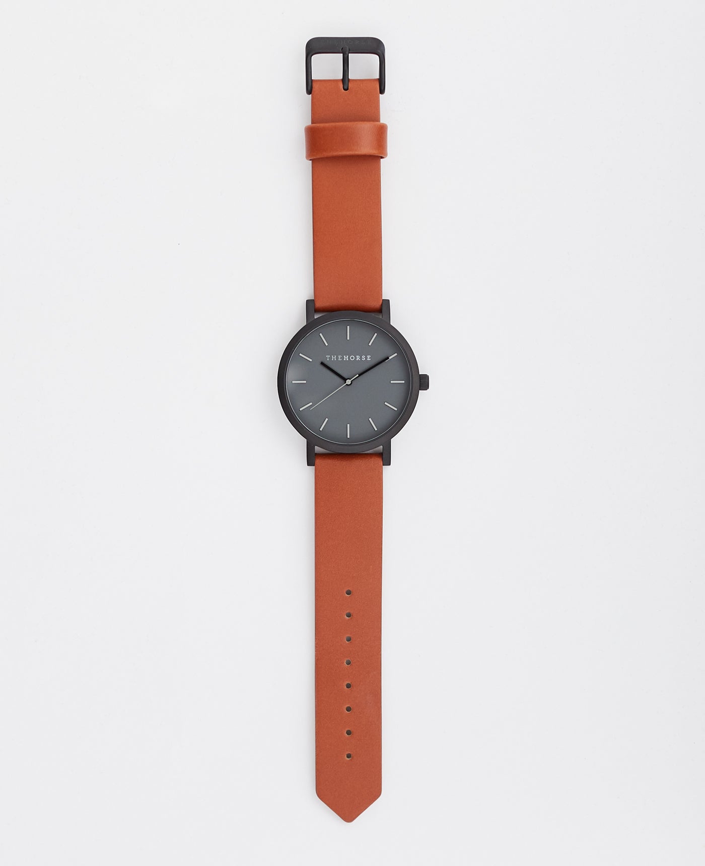 The Original Watch Matte Black / Tan Leather Strap by The Horse