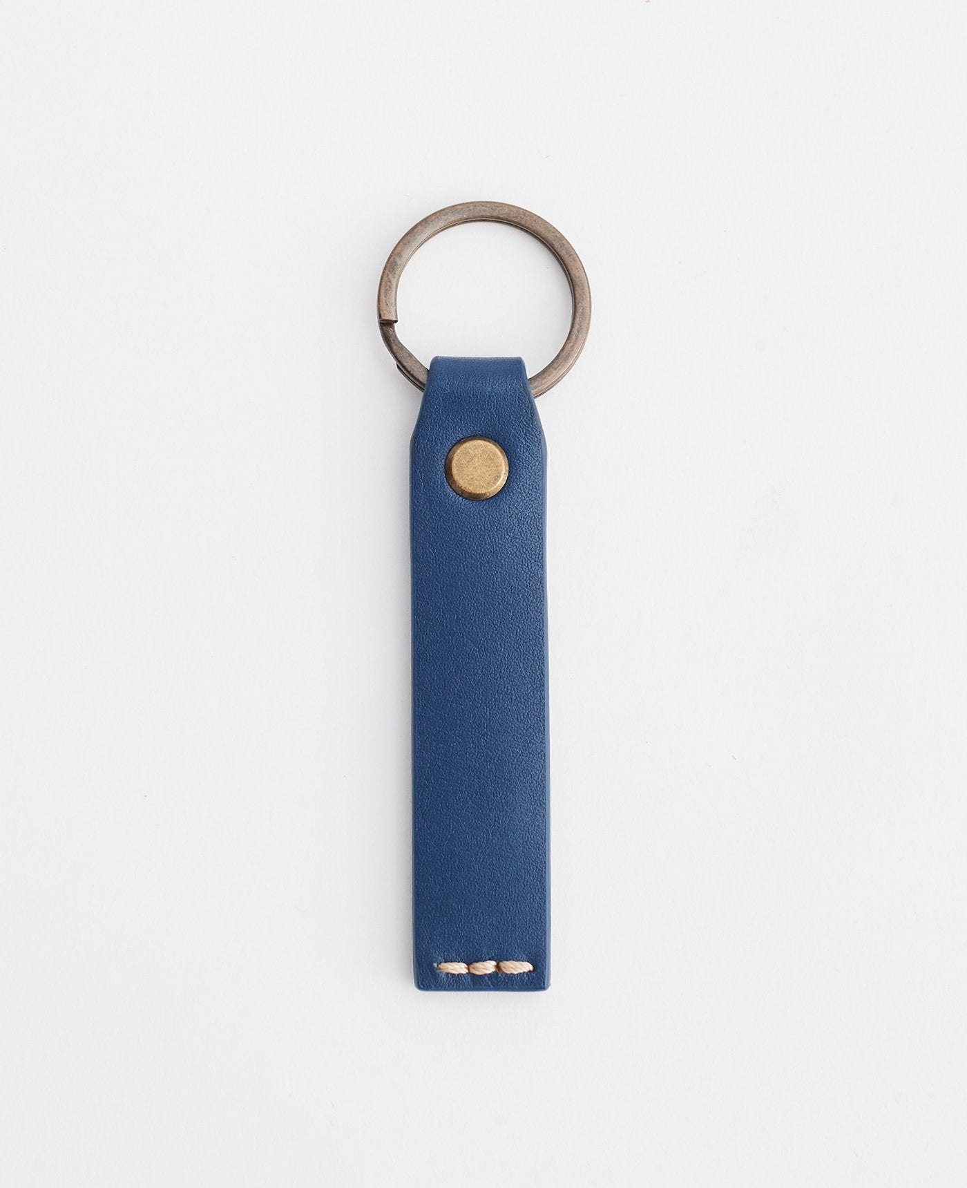 Slimline Navy Leather Key Ring by The Horse
