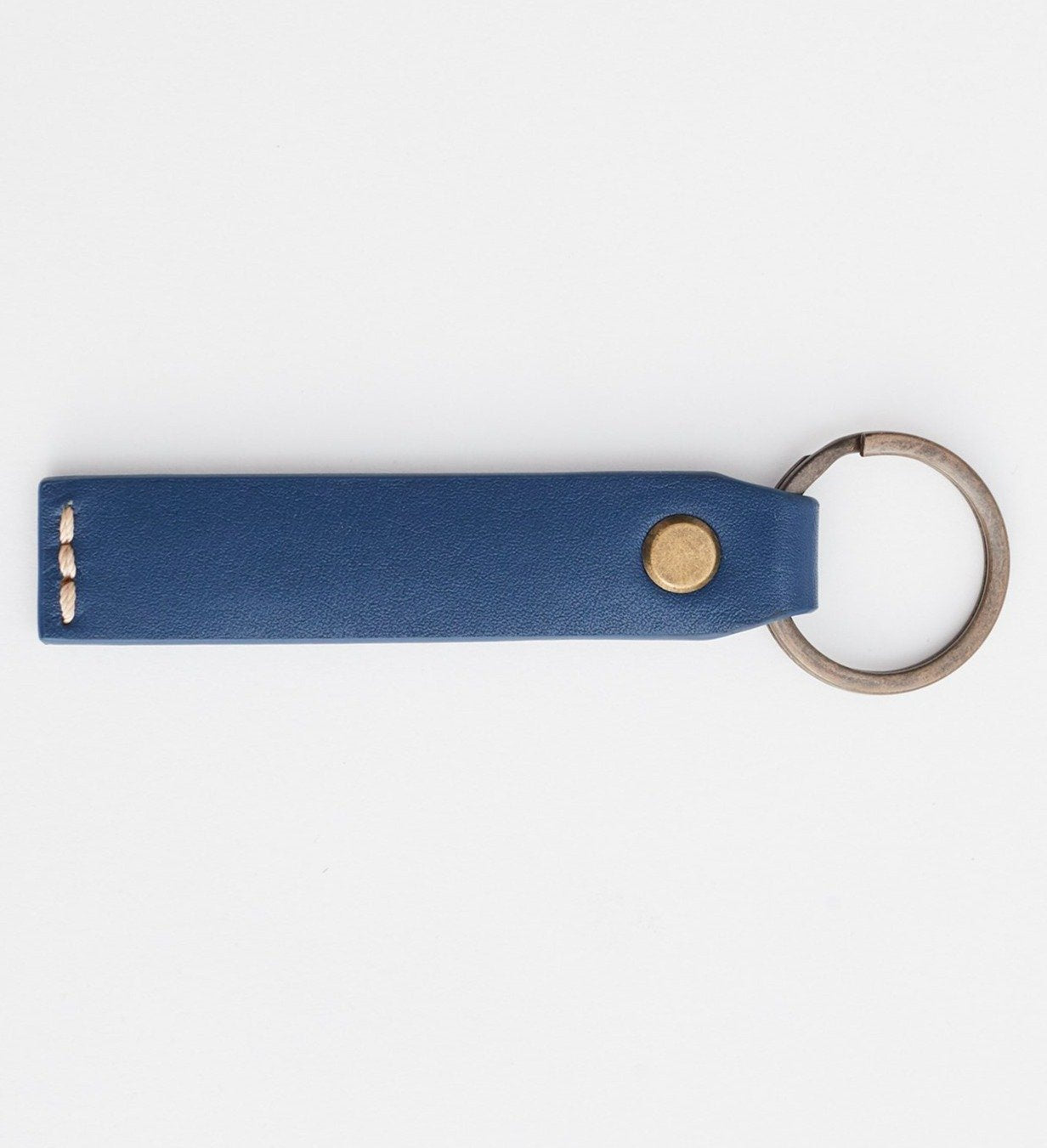 Slimline Leather Key Ring: Navy
