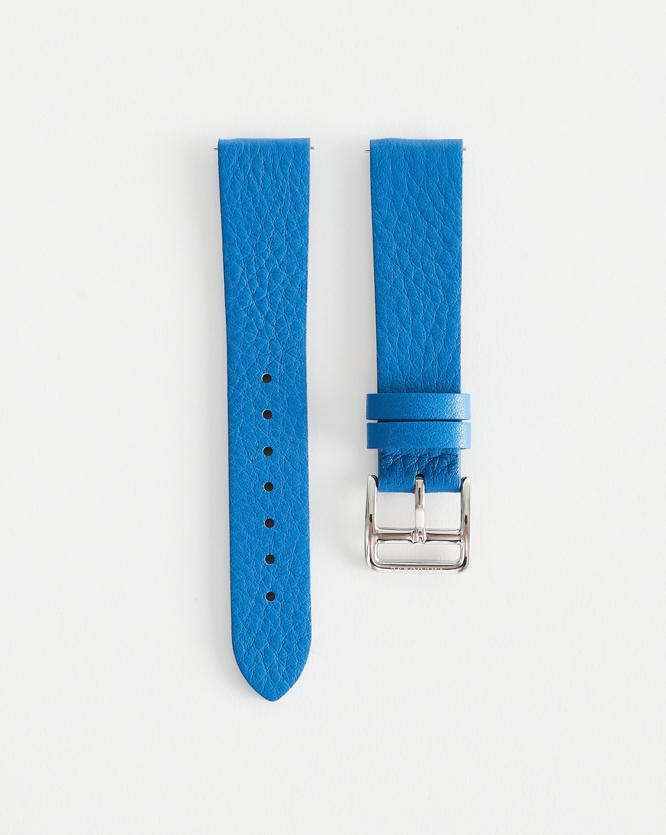 The 18mm Dress Watch Strap in Cobalt Leather / Polished Silver by The Horse®