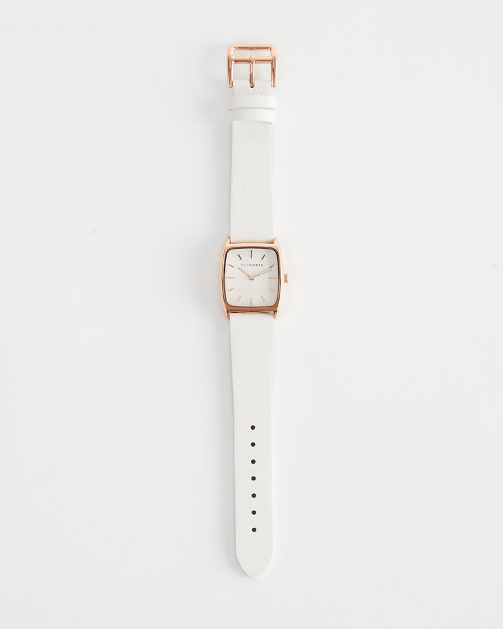 The Dress Watch: Rose Gold Case / White Dial / Milk Leather Strap by The Horse®