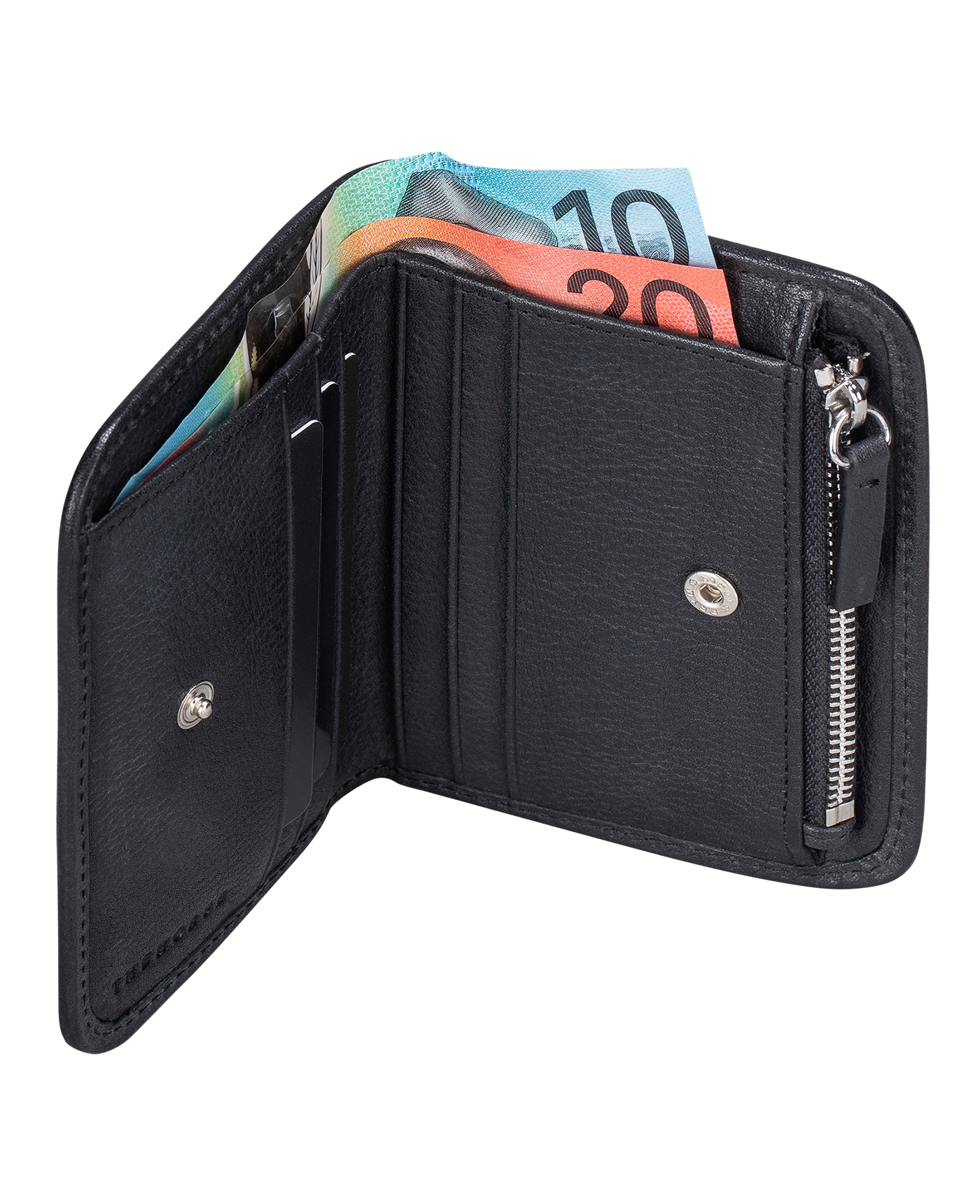 Unity Wallet in Black Grained Leather / Quilted Finish by The Horse