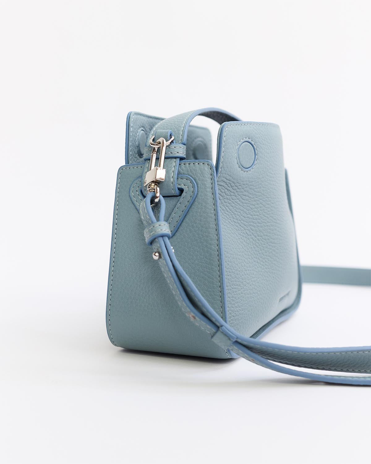 Mini Clementine Bag: Baby Blue Pebbled Leather