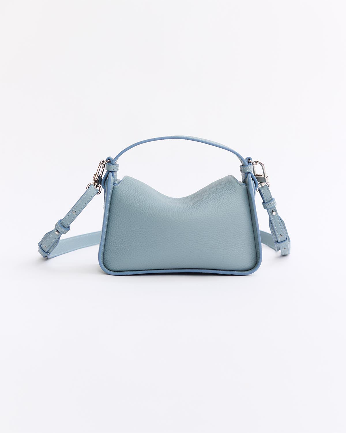 Mini Clementine Bag: Baby Blue Pebbled Leather