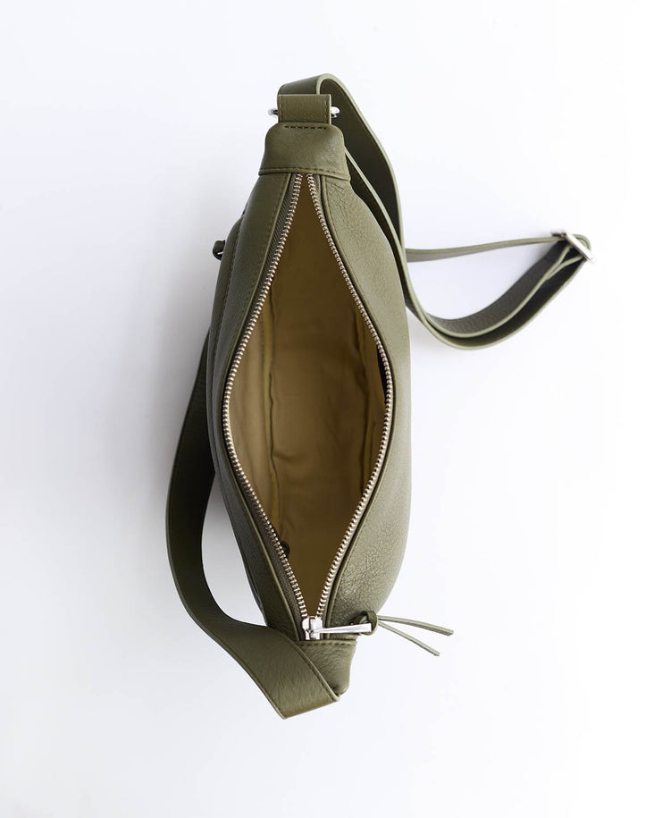 The Leather Sporty Crossbody: Olive