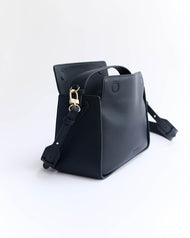 Clementine Bag: Dark Navy Pebbled Leather with Gold