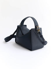 Clementine Bag: Dark Navy Pebbled Leather with Gold