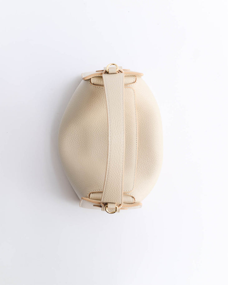 Clementine Bag: Oat Pebbled Leather with Gold