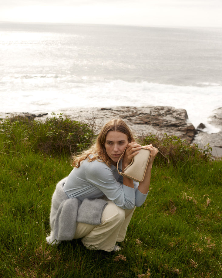 Mini Clementine Bag: Oat with Gold