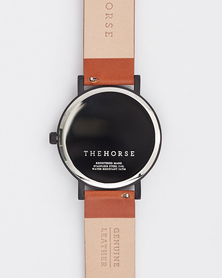 The Original Watch Matte Black / Tan Leather Strap by The Horse