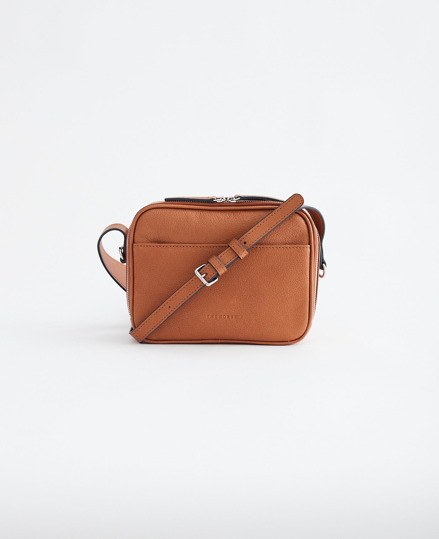Dylan Leather Double Zip Cross Body Bag in Tan Leather by The Horse®