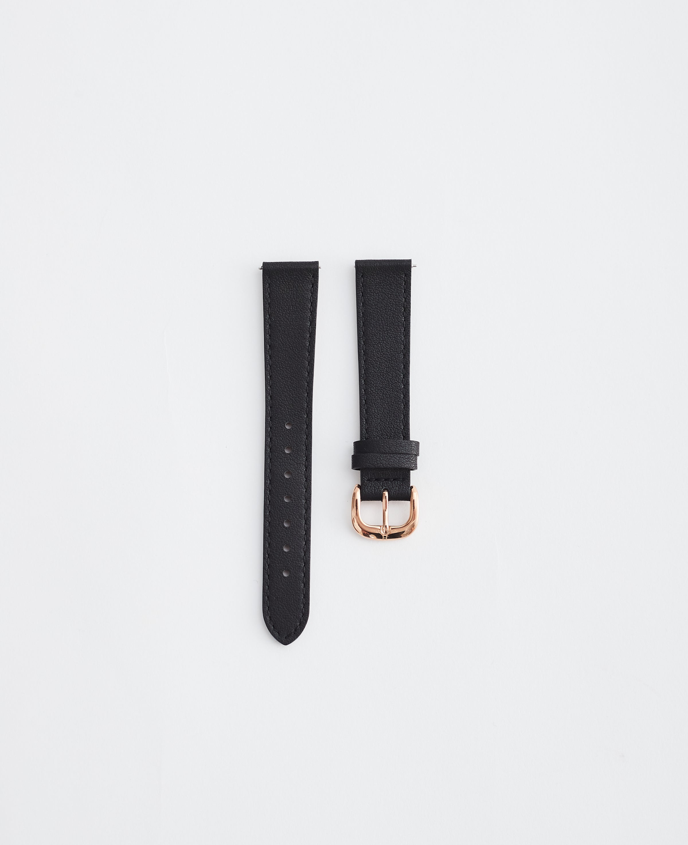 16mm Classic Leather Watch Strap in Black / Rose Gold by The Horse®