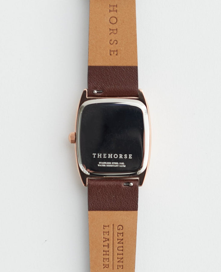 The Dress Watch: Rose Gold Case / White Dial / Coffee Leather Strap by The Horse®