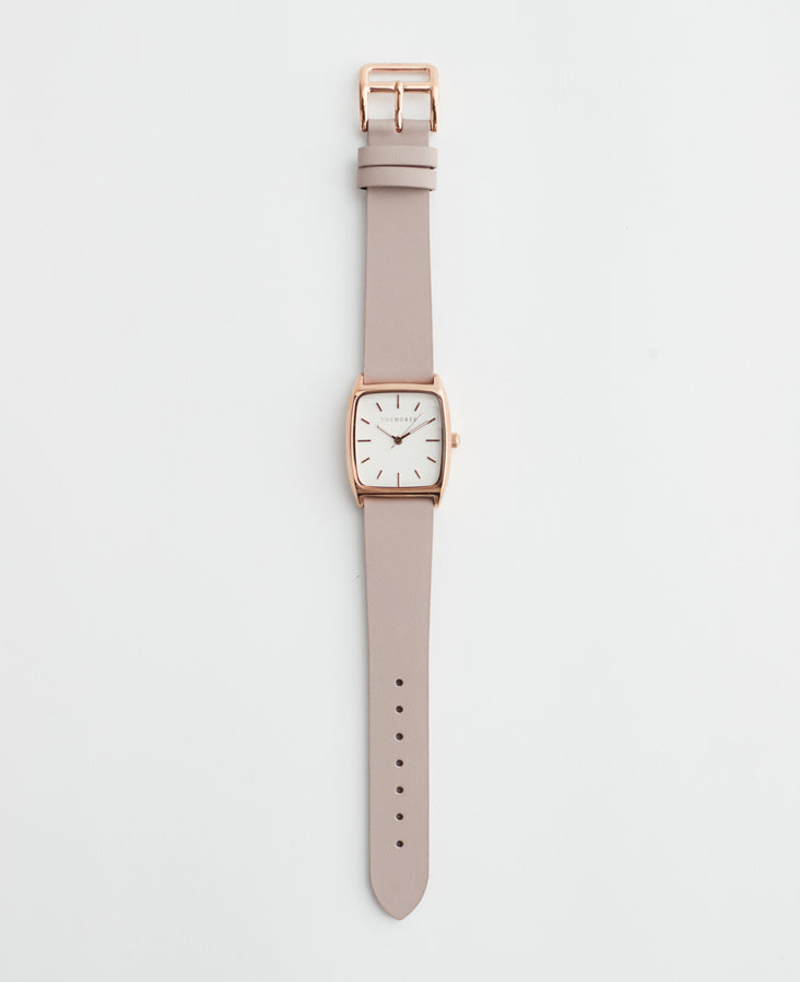 The Dress Watch: Rose Gold Case / White Dial / Blush Leather Strap by The Horse®
