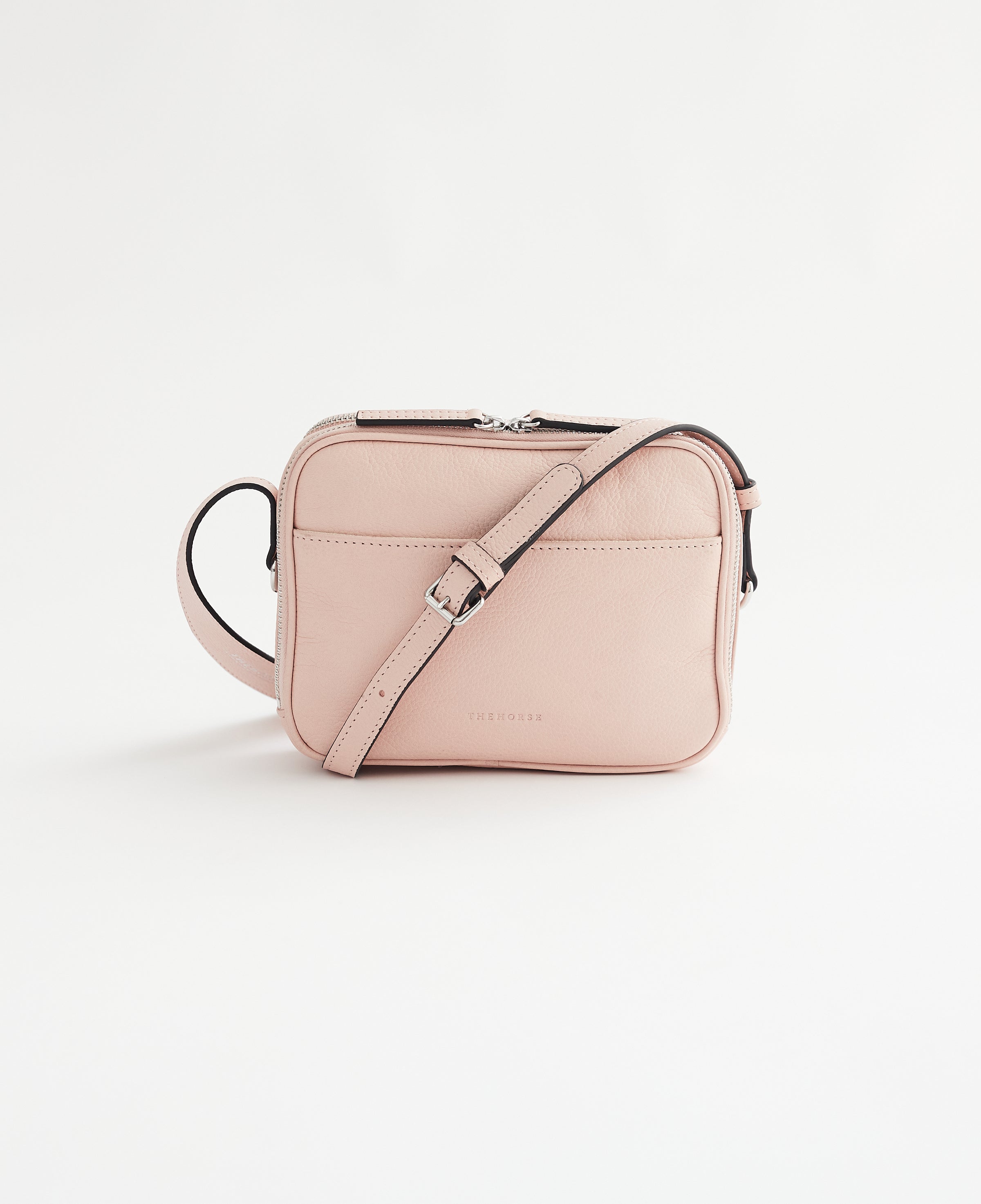 Dylan Leather Double Zip Cross Body Bag in Pink by The Horse®
