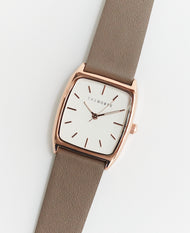 The Dress Watch: Rose Gold / White Dial / Dark Grey Leather