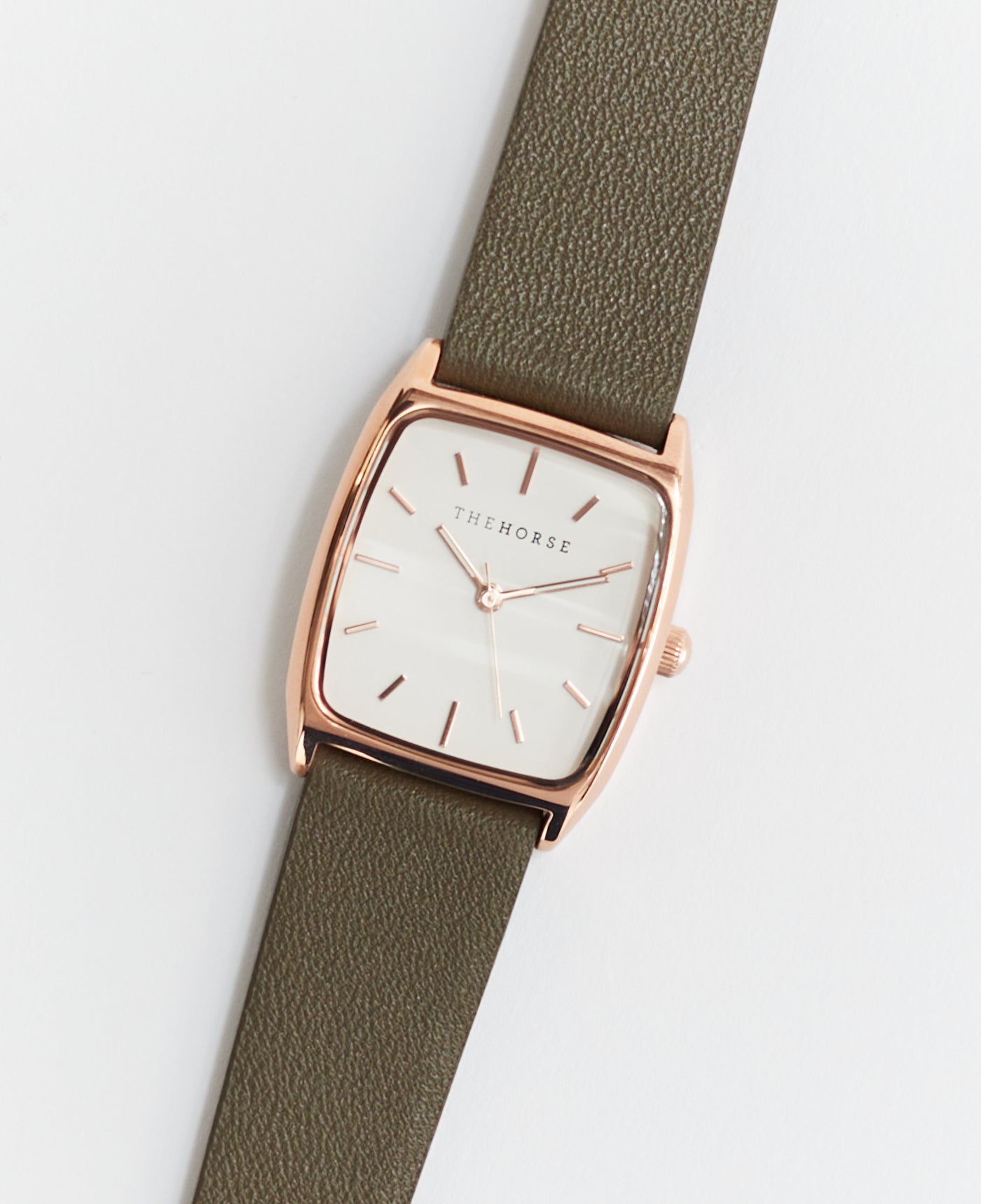 The Dress Watch: Rose Gold / White Dial / Olive Leather