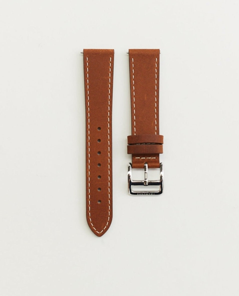 The 18mm Dress Watch Strap: Tan Leather / Polished Silver Strap