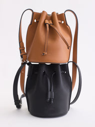 Bobb Bucket Bag: Black Pebbled Leather