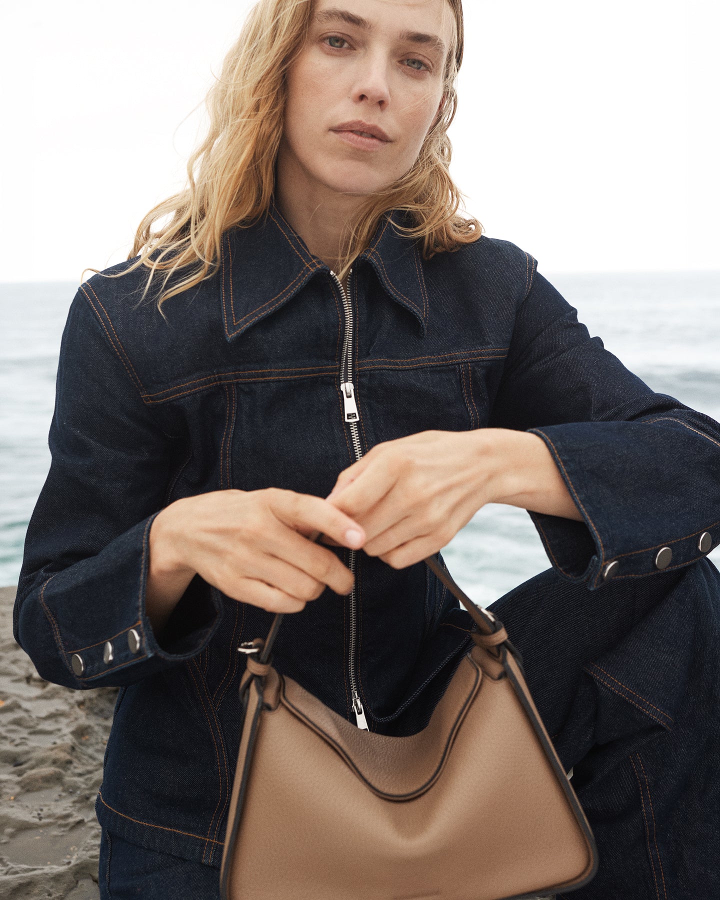 Clementine Bag: Taupe Pebbled Leather