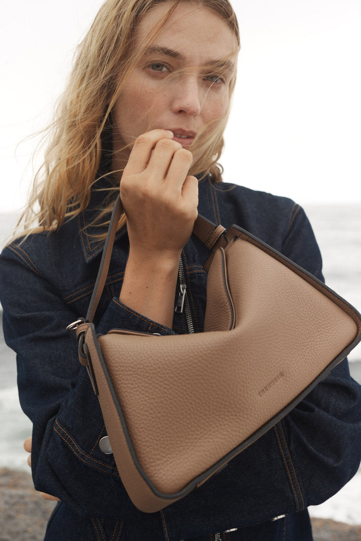 Clementine Bag: Taupe Pebbled Leather