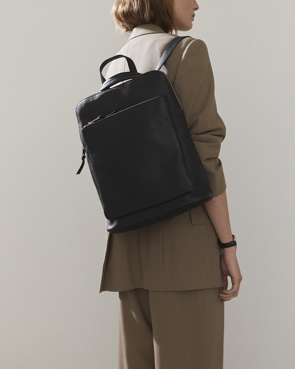 Backpack: Black Pebbled Leather