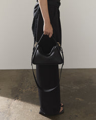 Clementine Bag: Black Pebbled Leather with Gold