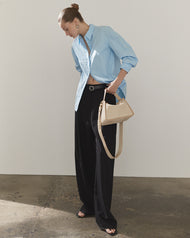 Clementine Bag: Oat Pebbled Leather with Gold