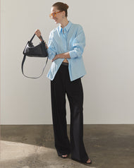 Clementine Bag: Dark Navy Pebbled Leather with Gold