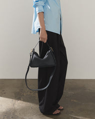 Clementine Bag: Dark Navy Pebbled Leather with Gold