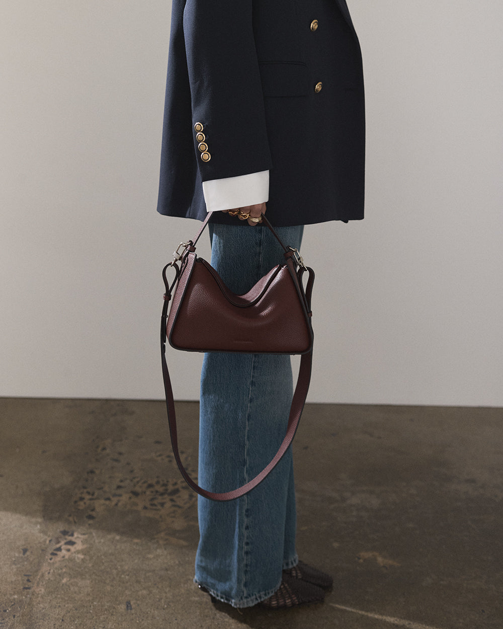 Clementine Bag: Burgundy Pebbled Leather