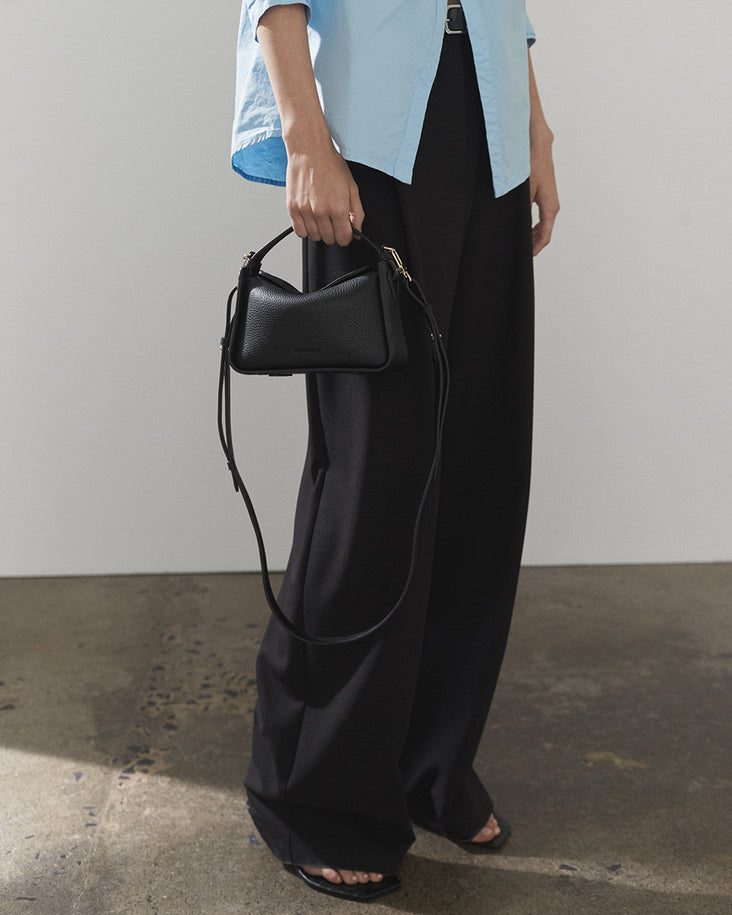 Mini Clementine Bag: Black with Gold