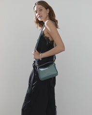 Mini Clementine Bag: Baby Blue Pebbled Leather