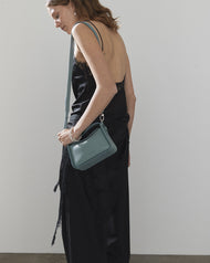 Mini Clementine Bag: Baby Blue Pebbled Leather