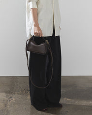 Mini Clementine Bag: Charcoal Pebbled Leather with Gold