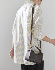 Mini Clementine Bag: Charcoal Pebbled Leather with Gold