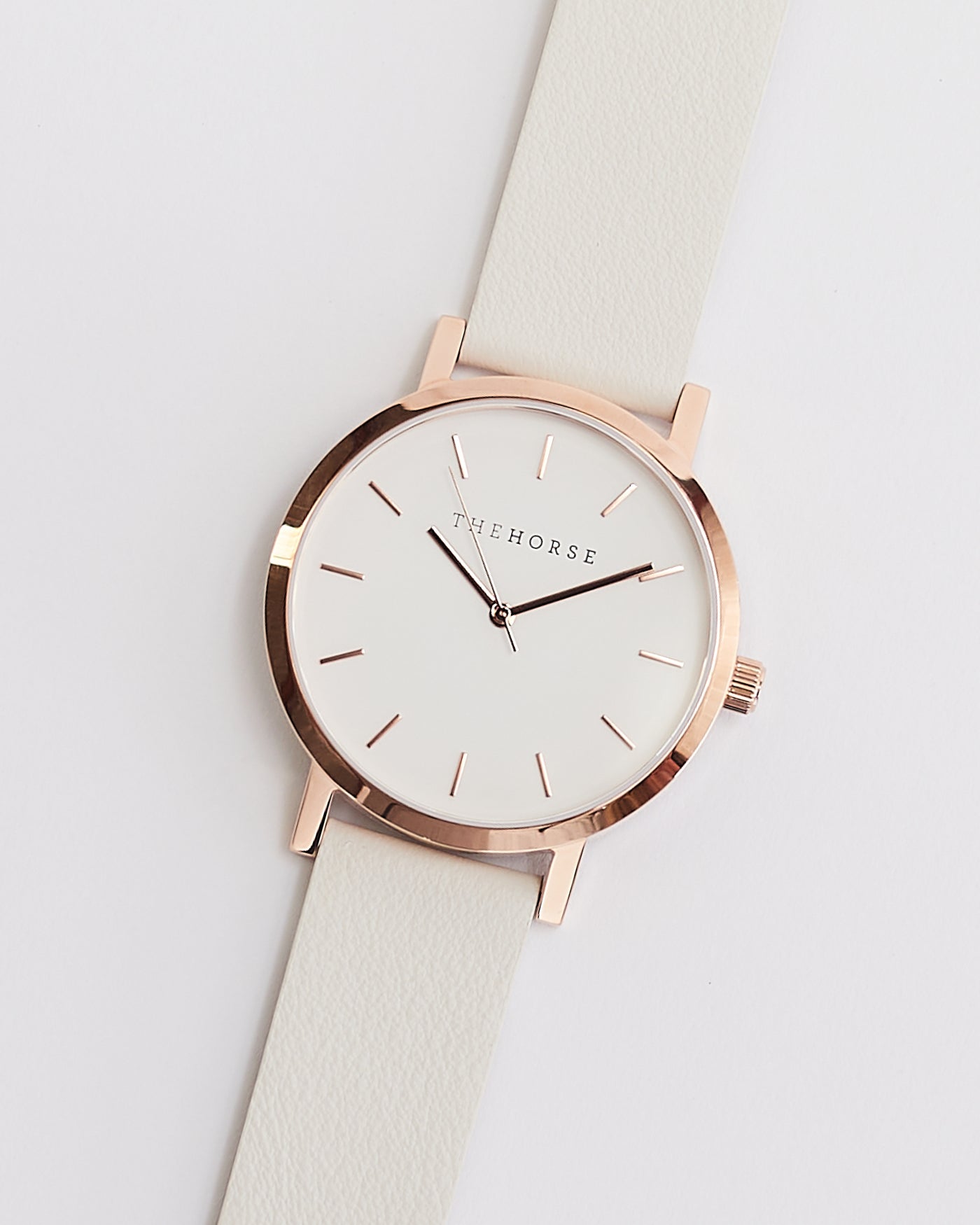The Original: Polished Rose Gold / White Face / Milk Leather