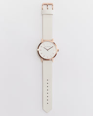 The Original: Polished Rose Gold / White Face / Milk Leather