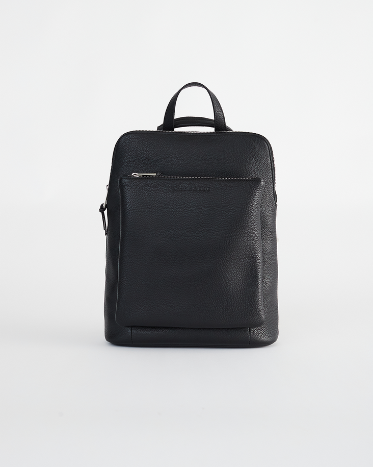 Backpack: Black Pebbled Leather